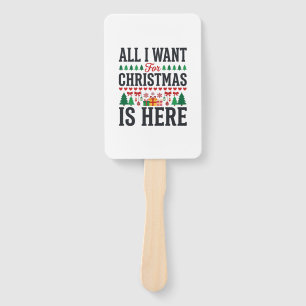 Christmas Gifts Holiday Typography Design Hand Fan
