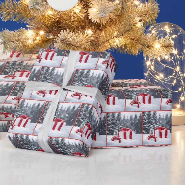 Christmas Gifts In Snow Wrapping Paper (Holidays)