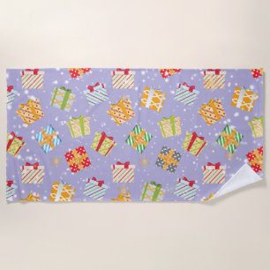 Christmas gifts pattern beach towel