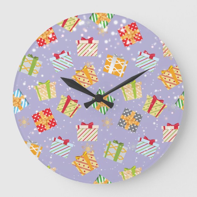 Christmas gifts pattern large clock (Front)