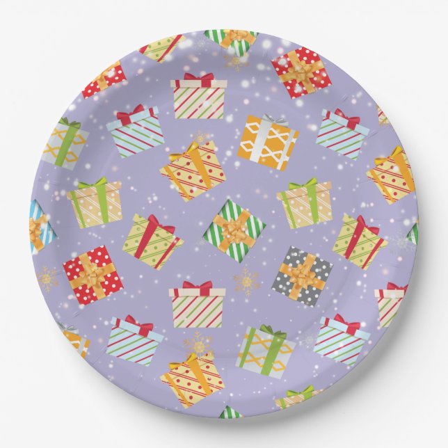 Christmas gifts pattern paper plate (Front)