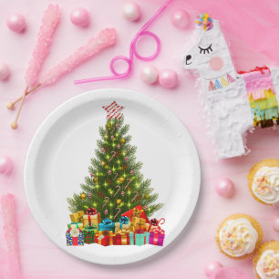 christmas gifts pine tree vintage xmas star decor paper plate