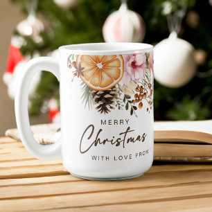 Christmas gifts rustic winter citrus botanical coffee mug