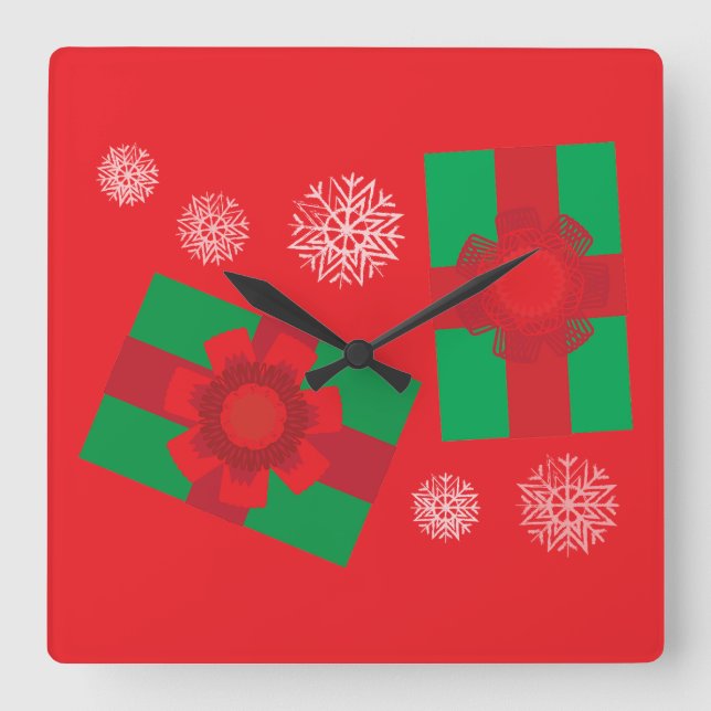 Christmas Gifts Square Wall Clock (Front)