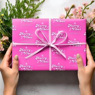 Christmas Giftwrap Merry Vibes Only Personalised  Wrapping Paper