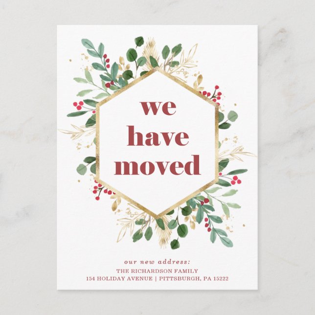 Christmas Gilded Greenery | Moving Announcement (Front)