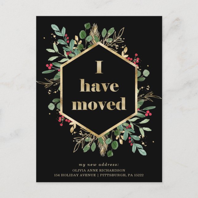 Christmas Gilded Greenery | Moving Announcement (Front)