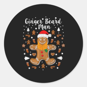 Christmas Ginger Beard Man Mustache Hair  Classic Round Sticker