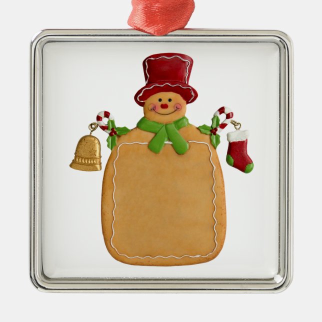 Christmas Ginger Bread Man Square Ornament (Front)