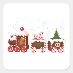 Christmas Ginger bread train Square Sticker