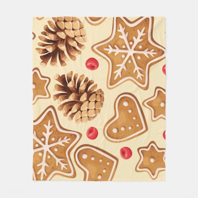 Christmas Ginger: Festive Seamless Pattern. Fleece Blanket (Front)