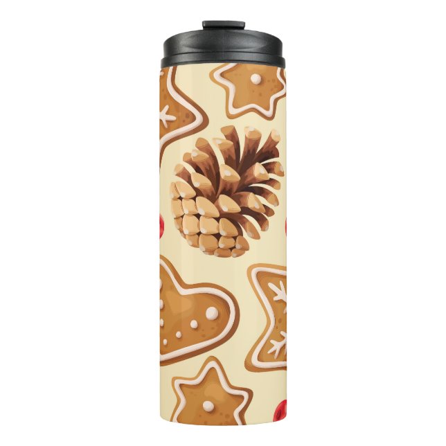 Christmas Ginger: Festive Seamless Pattern. Thermal Tumbler (Front)
