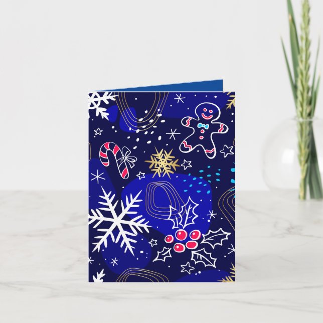 Christmas Gingerbread and Candy Cane Wishes Holiday Card (Front)