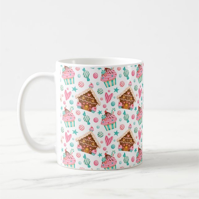 Christmas Gingerbread and Cupcakes Coffee Mug (Left)