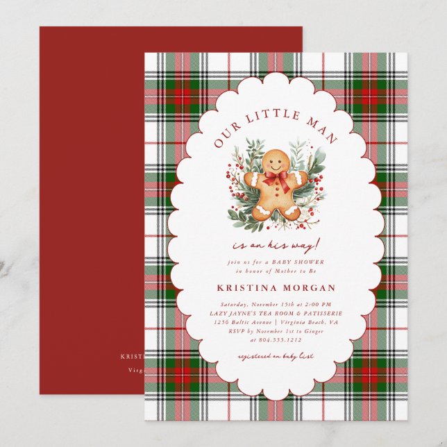 Christmas Gingerbread Baby Shower Invitation (Front/Back)