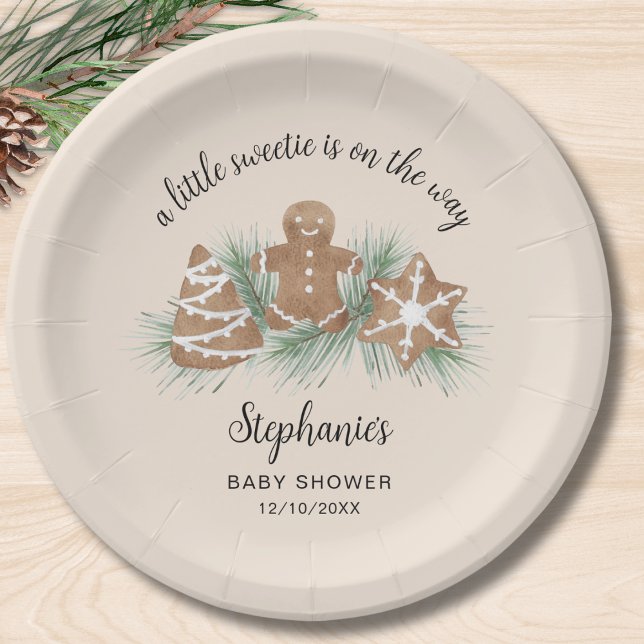 Christmas Gingerbread Baby Shower Paper Plate (Creator Uploaded)