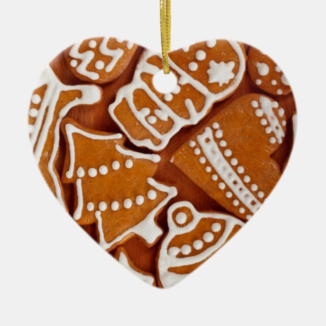 Christmas Gingerbread Biscuits Ceramic Tree Decoration (Front)