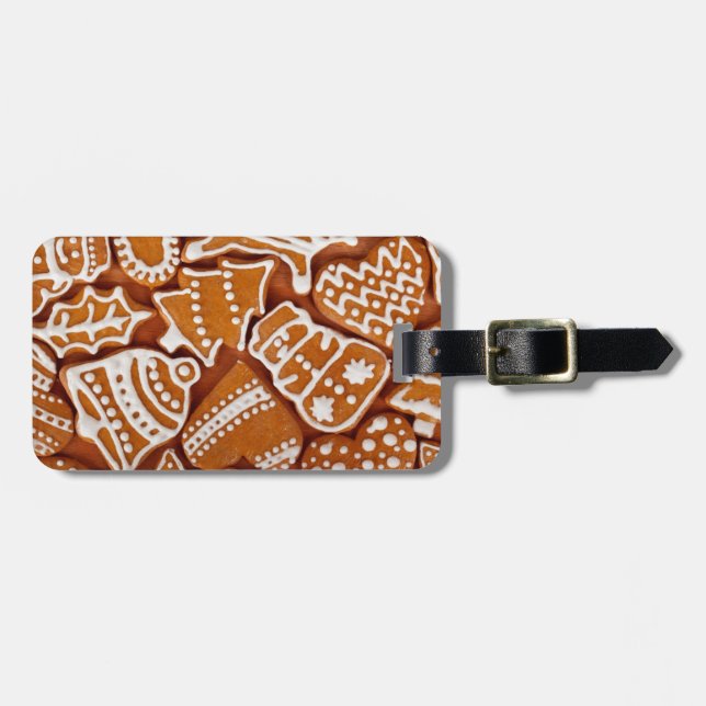 Christmas Gingerbread Biscuits Luggage Tag (Front Horizontal)