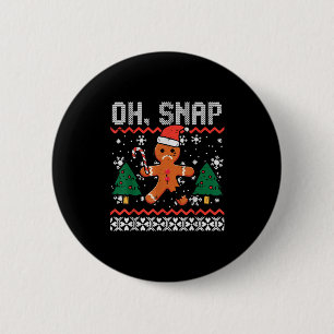 Christmas Gingerbread Broken Oh Snap Ugly Xmas Men 6 Cm Round Badge