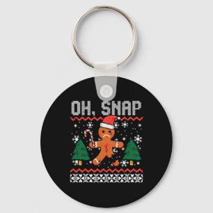Christmas Gingerbread Broken Oh Snap Ugly Xmas Men Key Ring