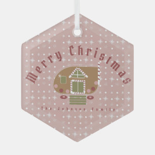 Christmas Gingerbread Camper Holiday Glass Tree Decoration