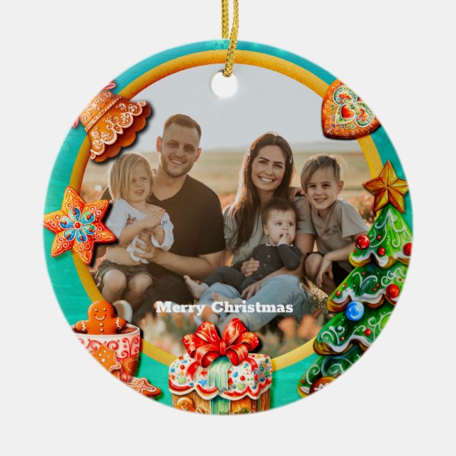 Christmas Gingerbread Candy House, and New Year Ceramic Tree Decoration (Front)