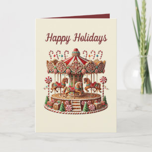  Christmas gingerbread Carousel customisable Holiday Card