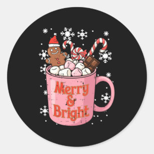 Christmas Gingerbread Cocoa Merry Bright Xmas Wome Classic Round Sticker