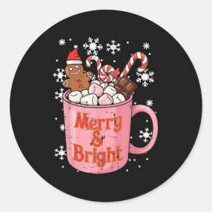 Christmas Gingerbread Cocoa Merry Bright Xmas Wome Classic Round Sticker