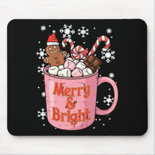 Christmas Gingerbread Cocoa Merry Bright Xmas Wome Mouse Pad