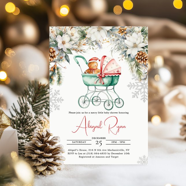 Christmas Gingerbread Cookie Baby Shower Invitation (Creator Uploaded)