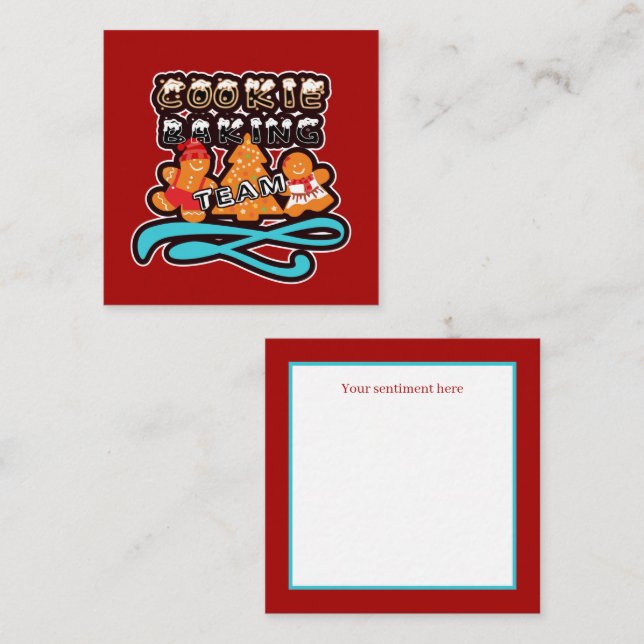Christmas gingerbread cookie baking team card (Front/Back)