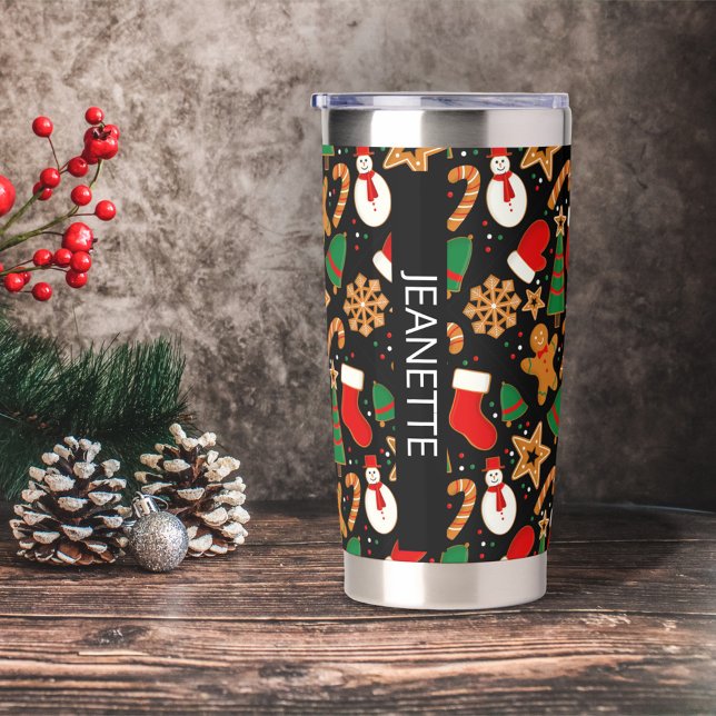 Christmas Gingerbread Cookie Custom Name Insulated Tumbler (Creator Uploaded)