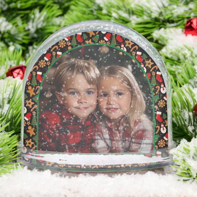 Christmas Gingerbread Cookie Custom Photo & Text Snowglobe (Creator Uploaded)