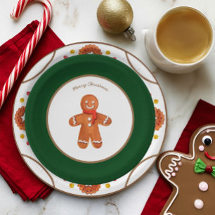 Christmas Gingerbread Cookie Customizable Paper Plate