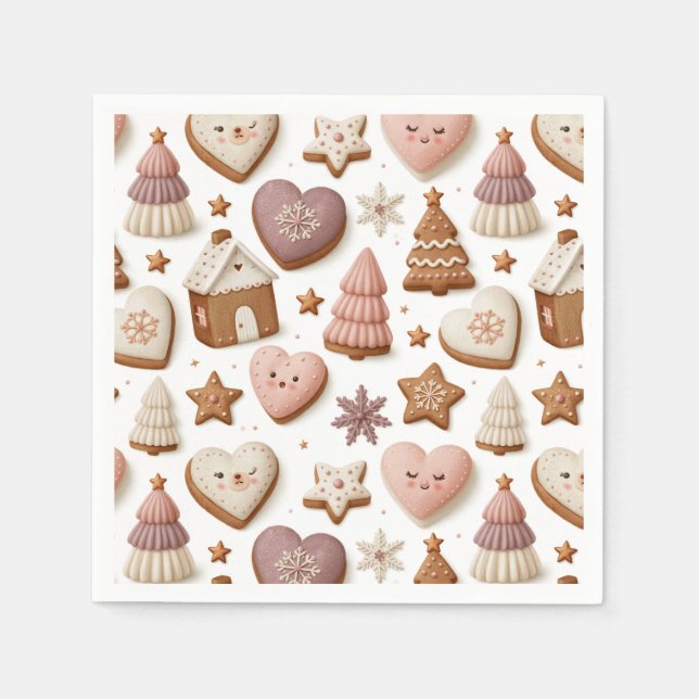 Christmas Gingerbread Cookie Pattern Napkin (Front)