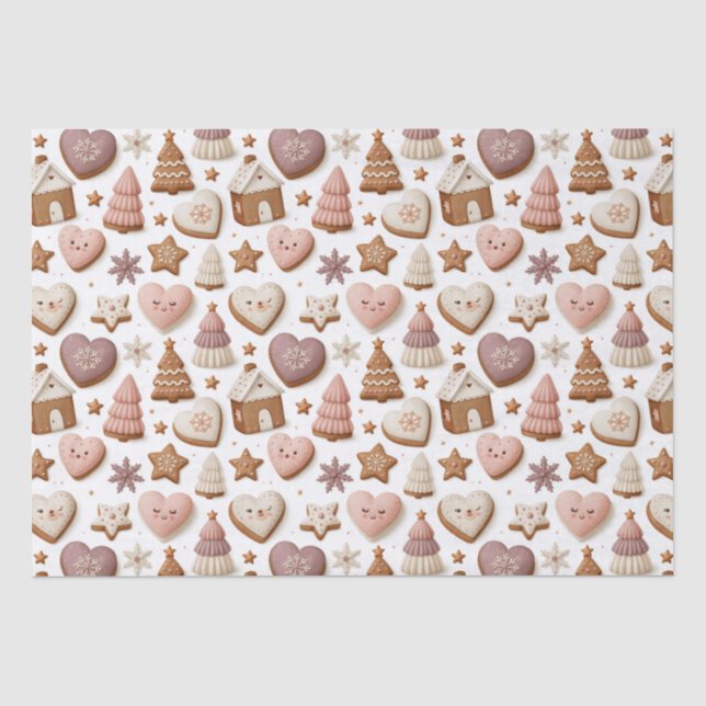 Christmas Gingerbread Cookie Pattern Tissue Paper (Front)