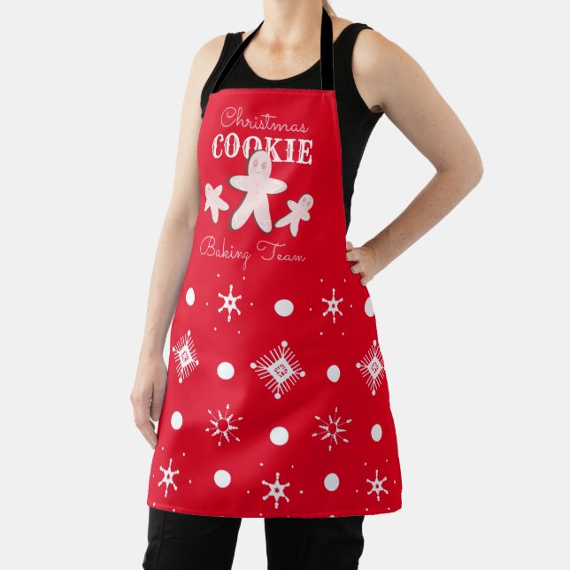 Christmas Gingerbread Cookie Pink Baking Team  Red Apron (Insitu)
