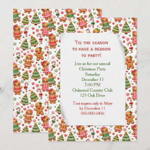 Christmas Gingerbread Cookies and Candy Canes Invitation