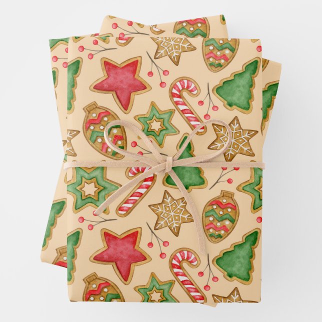 Christmas Gingerbread Cookies and Ornaments  Wrapping Paper Sheet (In situ)