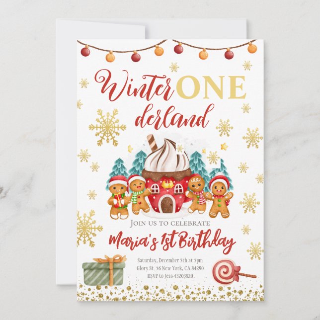 Christmas Gingerbread cookies Birthday Invitation (Front)