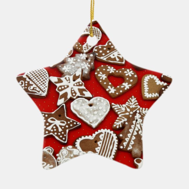 Christmas Gingerbread Cookies Ceramic Tree Decoration (Front)