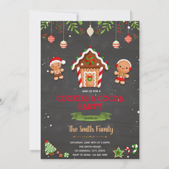 Christmas gingerbread cookies decorate invitation (Front)