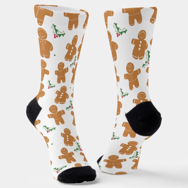 Christmas Gingerbread Cookies Holiday Socks (Angled)