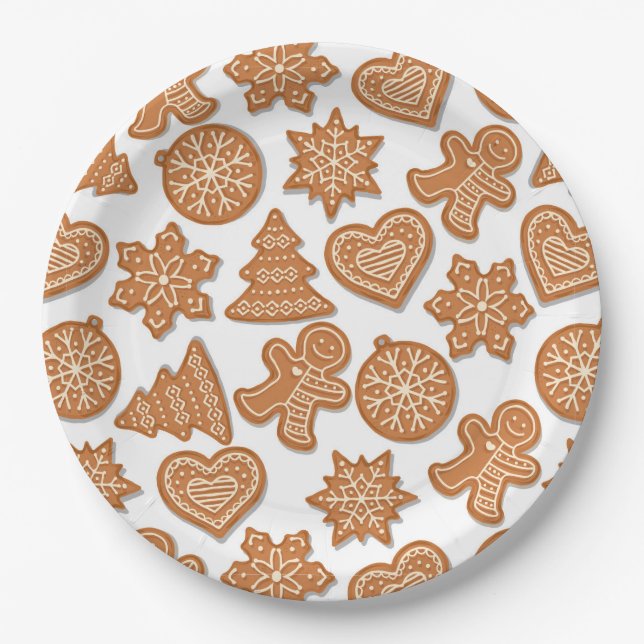 Christmas Gingerbread Cookies  Paper Plate (Front)