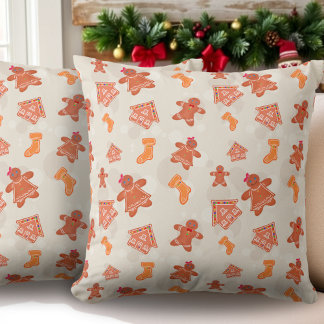Christmas Gingerbread Cookies Pattern Cushion