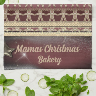 Christmas Gingerbread Cookies Personalised  Tea Towel