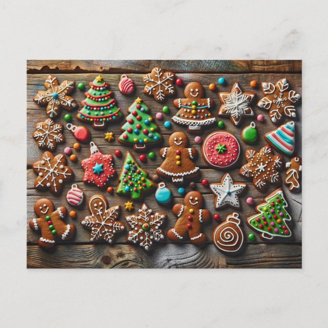 Christmas gingerbread cookies, Postcrossing Postcard (Front)