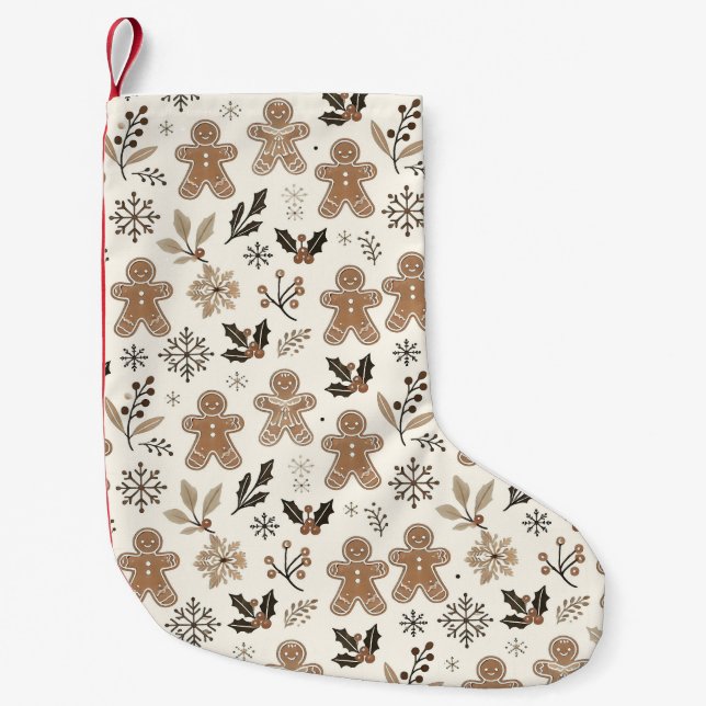 Christmas Gingerbread Cookies Small Christmas Stocking (Front)