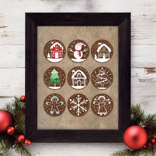 Christmas Gingerbread Cookies Wall Art Poster